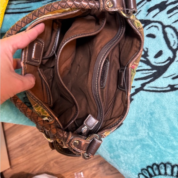 Fossil Patchwork Multi-Color Shoulder Bag with Brown Trim - Picture 3 of 10